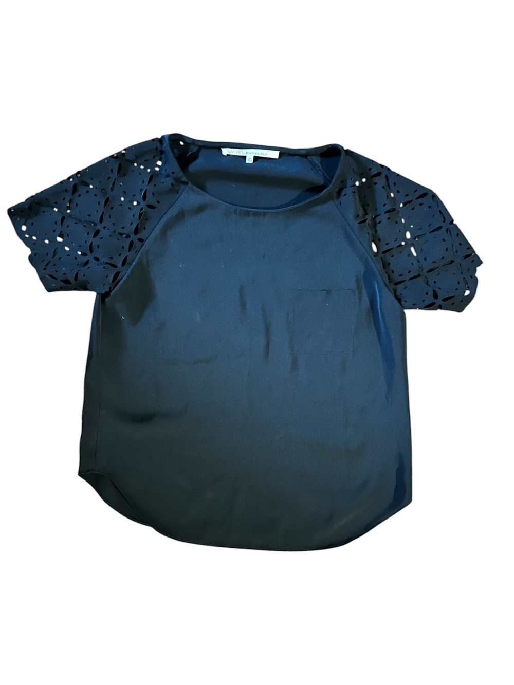 Rachel Roy black Eyelet Sleeve Women's Top M